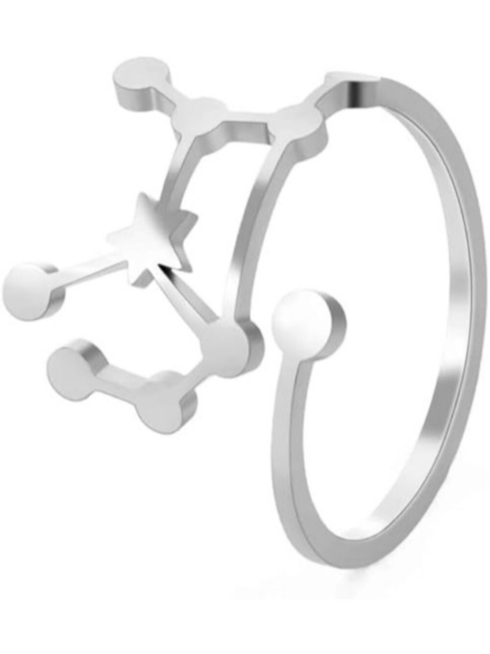 Virgo Silver Adjustable Zodiac Sign Constellation Stainless Steel Ring